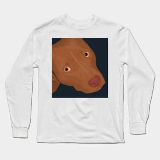 Cute Red Nose Pitbull Portrait - Vector Art Long Sleeve T-Shirt